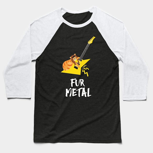 Retro Electric Guitar Cat | Funny Heavy Metal | Gift Ideas Baseball T-Shirt by Fluffy-Vectors